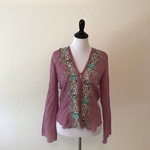 J.Jill Silk embroidered blouse